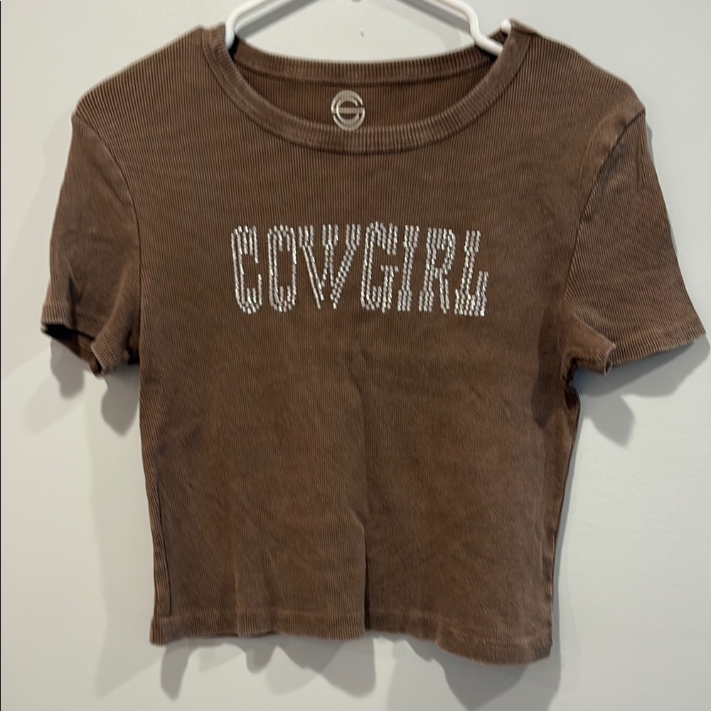 Brown COWGIRL Crop Top